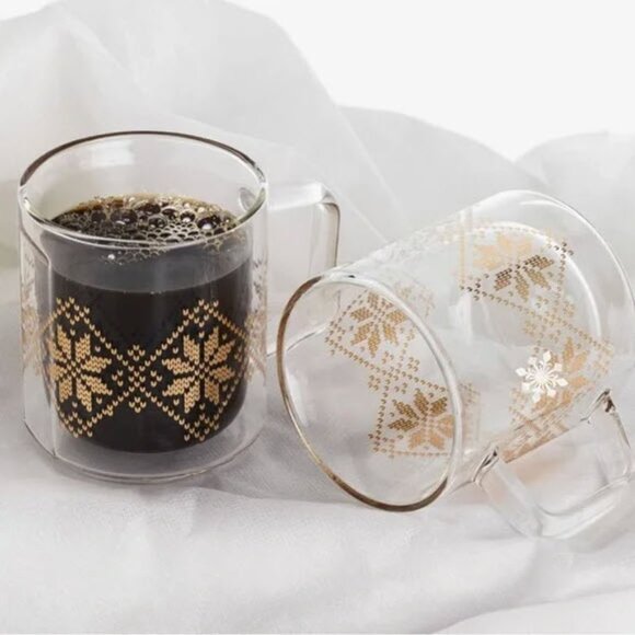 Corkcicle Fairisle Glass Mug, Set of 2 - Picture 2 of 7